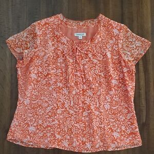 Coldwater Creek Orange and White Floral Blouse